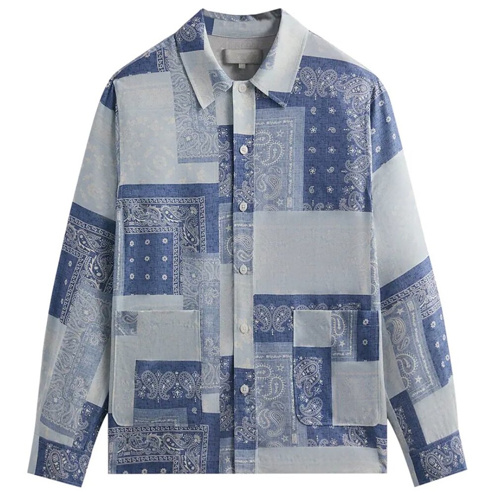 Kith Washed Paisley Boxy Collared Overshirt Light Indigo